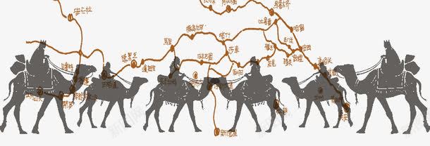 丝路商队沿途线路图png免抠素材_新图网 https://ixintu.com 一带一路 丝绸之路 丝绸路线 丝路 丝路文化 政策沟通 新丝绸之路 民心相通 沿线 海上丝绸之路 物流 经济互融 经济带 设施联通 贸易畅通 资金融通