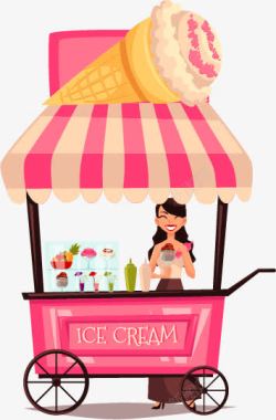 冰淇淋卡通外卖快餐车素材