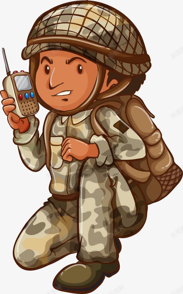 绿色卡通士兵png免抠素材_新图网 https://ixintu.com 免抠PNG 军人 军人节 卡通 士兵 绿色 美国 装饰图案 通讯兵