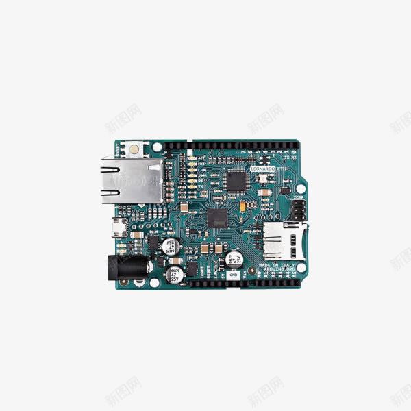 微控制器开发板单片机电路板png免抠素材_新图网 https://ixintu.com ArduinoLeonardoEth 产品实物 单片机 接线图 电路 电路板
