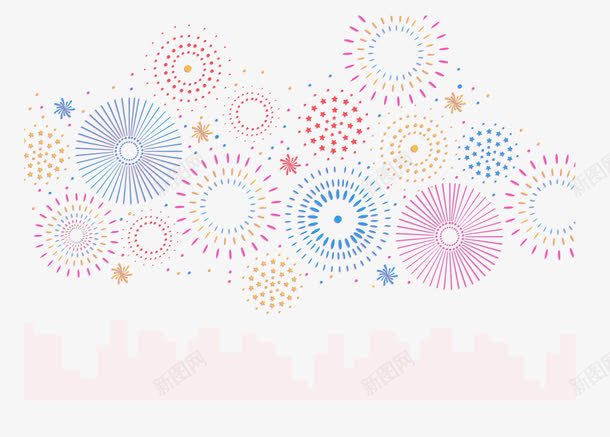 绽放的烟花png免抠素材_新图网 https://ixintu.com 位图图形 印刷图 城市 手绘 手绘彩色 烟花 缩影 装饰图