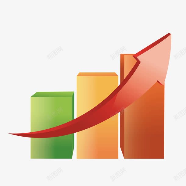 彩色柱形数据png免抠素材_新图网 https://ixintu.com 上涨 业绩 分析 彩色 数据 柱形 立体 箭头
