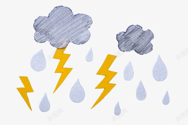 手绘乌云雷雨png免抠素材_新图网 https://ixintu.com 下雨 乌云 卡通雨点 手绘 闪电 雨水 雨滴 雷雨