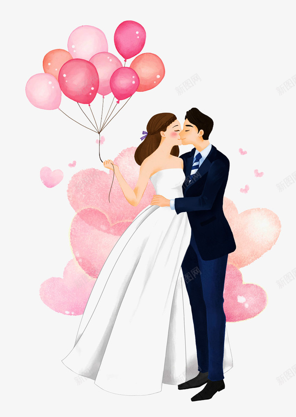 手绘梦幻婚礼插图爱心气球新人png免抠素材_新图网 https://ixintu.com 婚礼插图 手绘 新人 新郎新娘 梦幻 气球 爱心