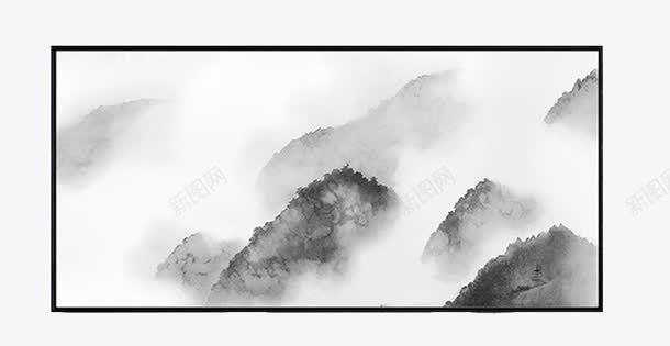 山水云雾挂画png免抠素材_新图网 https://ixintu.com 云雾山水 水墨横幅