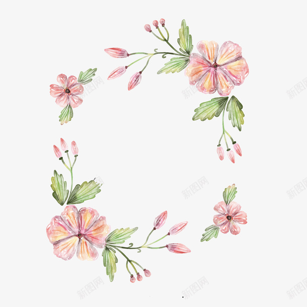 彩绘花环婚礼邀请卡png免抠素材_新图网 https://ixintu.com 卡通植物 婚礼花卉 婚礼邀请卡 粉色花卉 背景装饰