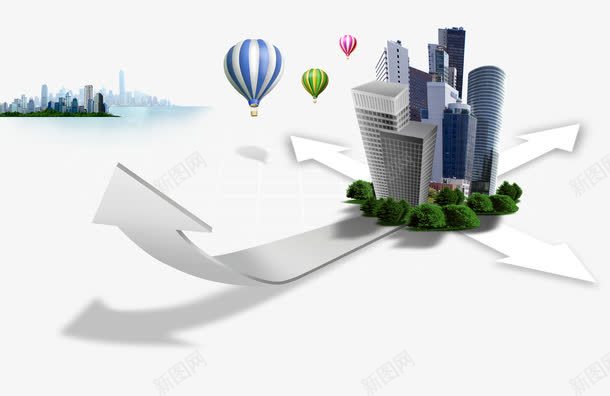 城市建筑psd免抠素材_新图网 https://ixintu.com 建筑 房价疯涨 智慧城市 智能社区 热气球 社群 高楼