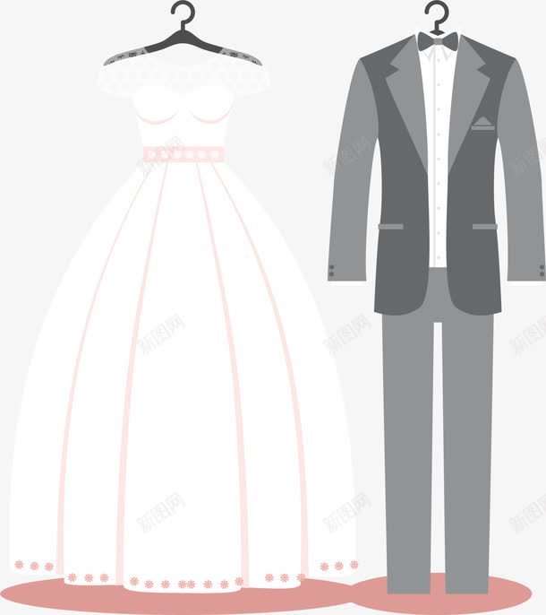 新郎新娘婚礼服装png免抠素材_新图网 https://ixintu.com 婚礼服装 婚纱长裙 新婚衣服 新郎新娘 白色婚纱 结婚礼服