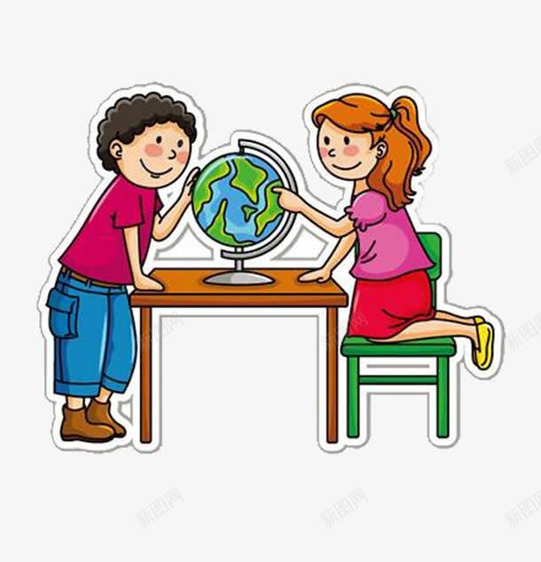 学生照片地球仪png免抠素材_新图网 https://ixintu.com 卡通 地球仪 外国孩子 学习 学生照片 桌子椅子 男女