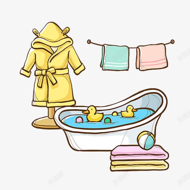 儿童衣服洗澡png免抠素材_新图网 https://ixintu.com 卡通 图案 婴儿 小清新 彩色 毛巾 洗澡 玩具 简约 衣服 装饰