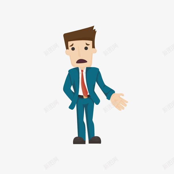 苦难的卡通西装男人png免抠素材_新图网 https://ixintu.com 动作 工作人员 白领 苦恼 表情 衬衫 西装 领带