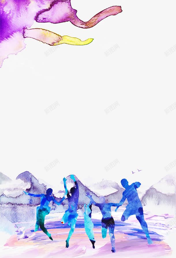 五四青年节青春活力水彩剪影边框png免抠素材_新图网 https://ixintu.com 五四青年节 国际青年节 水彩 青年群体 青春 青春正能量 青春活力