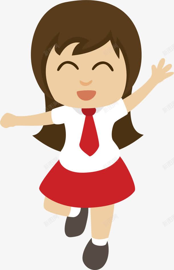 挥手的小学生png免抠素材_新图网 https://ixintu.com 举手 人举手 制服 卡通 卡通礼貌 夏季校服 女孩 小学生 小朋友 打招呼 挥手 校服 高举手臂