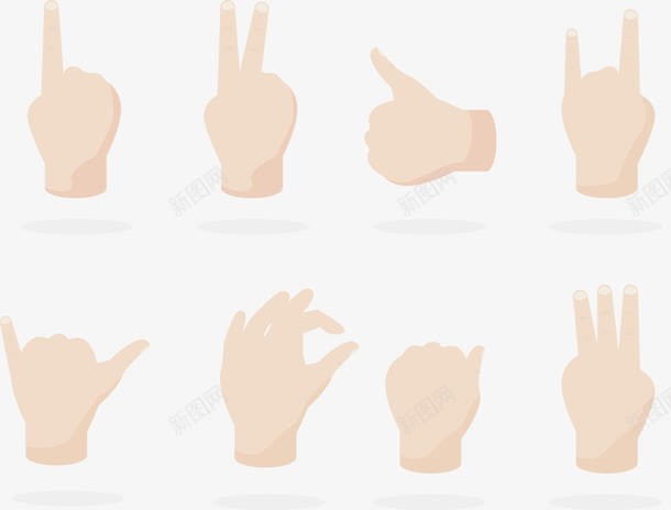 手绘卡通手势png免抠素材_新图网 https://ixintu.com 卡通 手势 手绘 数字
