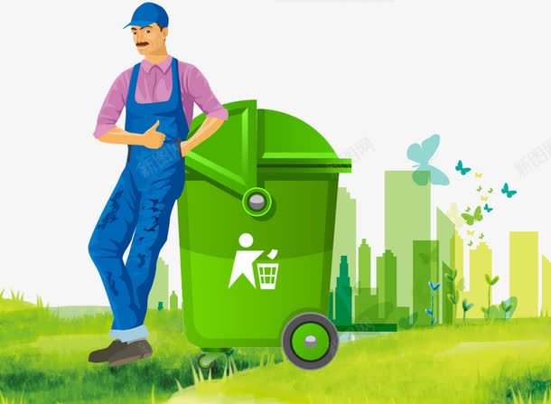 卡通环卫工png免抠素材_新图网 https://ixintu.com 保护环境 公益环保 城市 文明 清洁工 环卫工人 绿色
