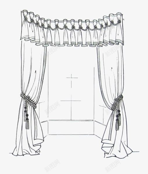 窗帘png免抠素材_新图网 https://ixintu.com 室内装饰 手绘窗帘 线条窗帘 线稿 蕾丝窗帘