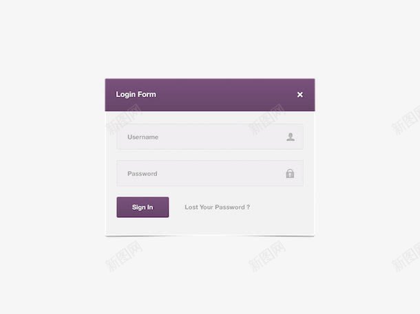 登陆界面psd免抠素材_新图网 https://ixintu.com UI 按钮 界面 登录 简单 紫色