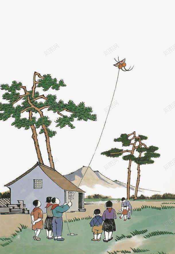 一群放风筝的小朋友png免抠素材_新图网 https://ixintu.com 卡通 小朋友 房屋 手绘 放风筝 春天 春游 清明节