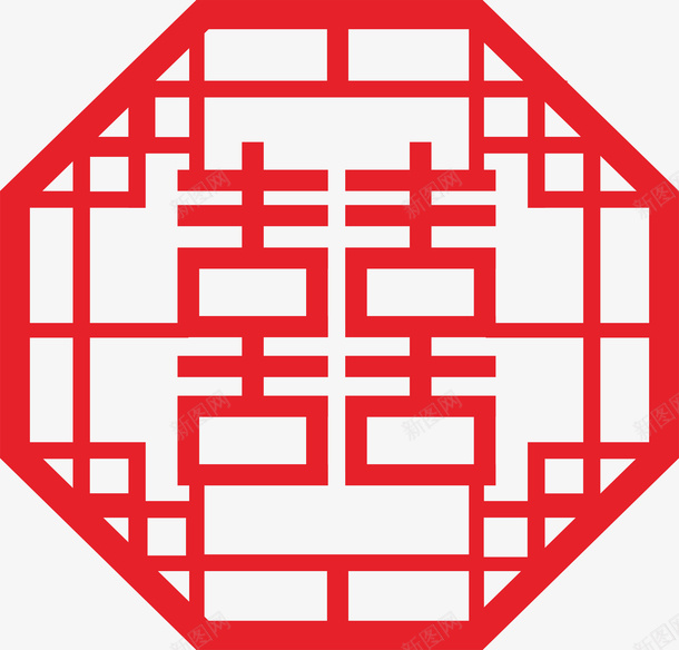 com 中式婚礼 剪纸 囍 窗花 红色