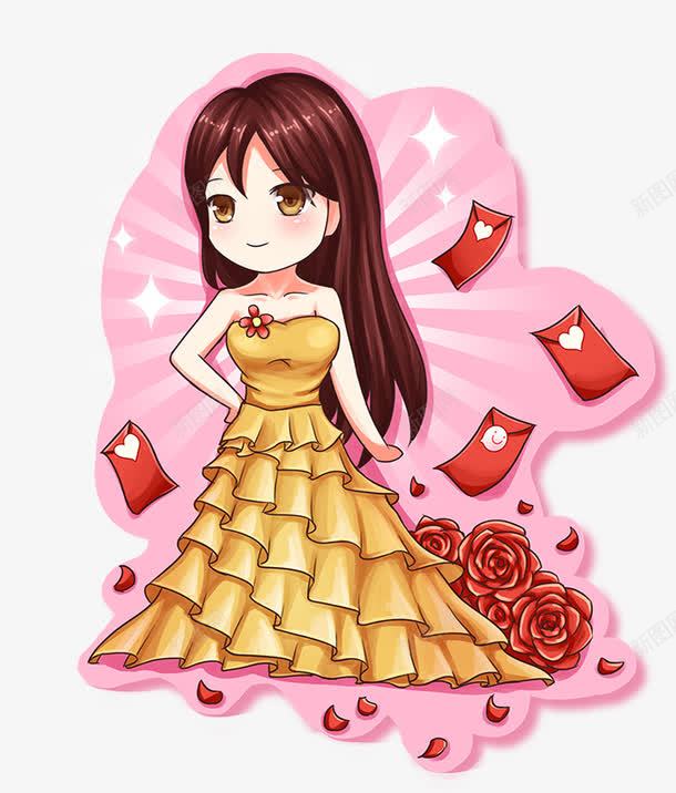 粉色星光红包晚礼服女生手绘png免抠素材_新图网 https://ixintu.com 星光 晚礼服 生手 粉色 红包