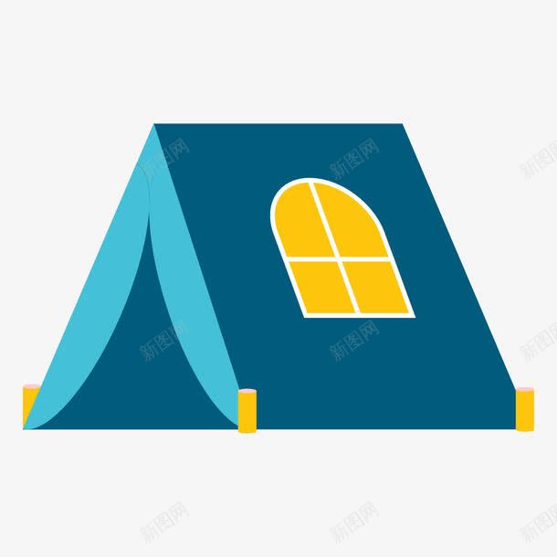 蓝色几何三角形帐篷元素图标png_新图网 https://ixintu.com 三角形 几何 卡通 图标 建筑 窗户 蓝色 遮挡 黄色