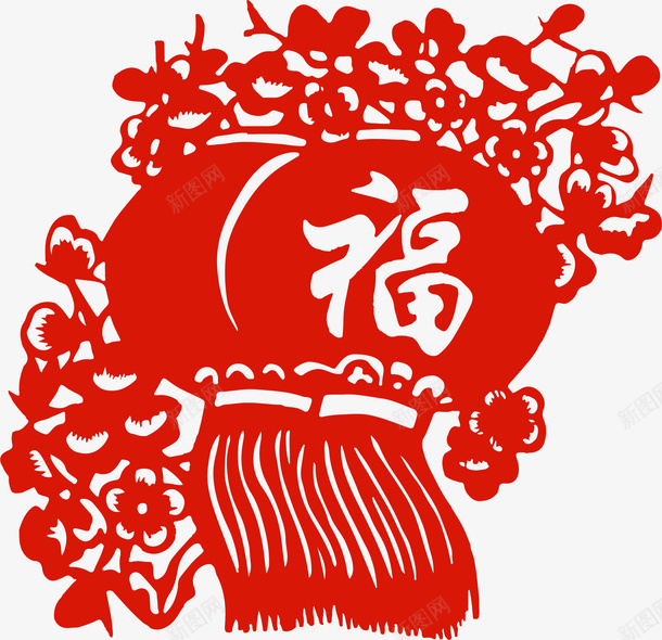 红色福字灯笼剪纸png免抠素材_新图网 https://ixintu.com 春节 灯笼剪纸 灯笼窗花 福字灯笼 红色 节日装饰