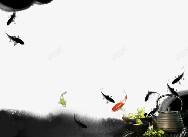 中国风海报茶道psd免抠素材_新图网 https://ixintu.com psd免费下载 psd源文件 中国风 模板下载 海报设计 白色 茶壶 茶道