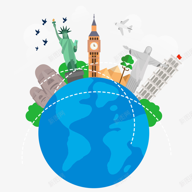 环球之旅装饰图案矢量图ai免抠素材_新图网 https://ixintu.com 世界旅游日 旅游 旅行 环球之旅 矢量地球 矢量图