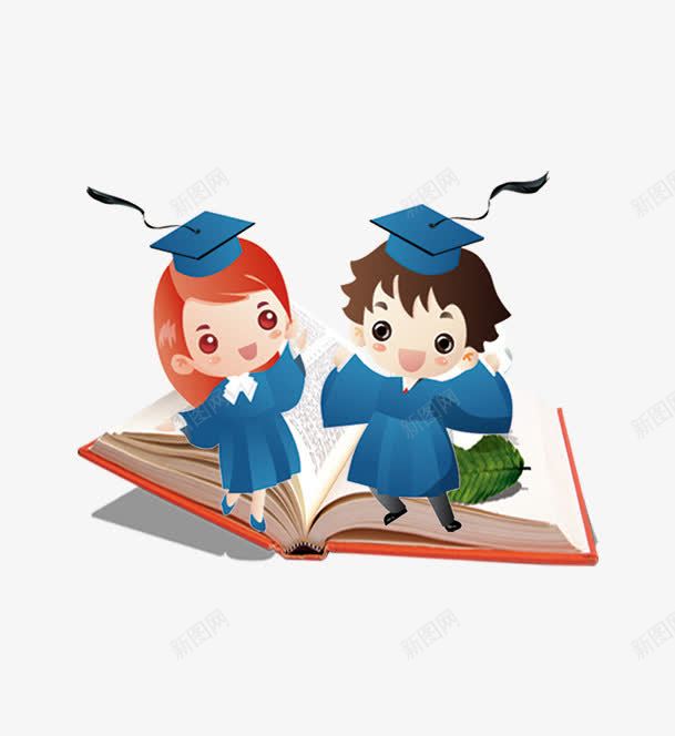 卡通风格小博士坐在书上png免抠素材_新图网 https://ixintu.com 书籍 免抠书籍人物头像logo 博士 卡通博士 小博士 小博士人物 毕业 读书 阅读