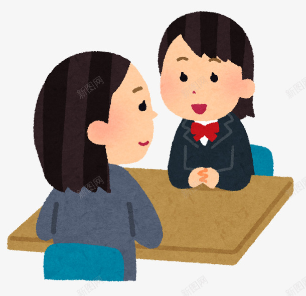 水彩聊天的女孩图png免抠素材_新图网 https://ixintu.com 卡通手绘 同学 女孩 女生 学生 对话 桌子 聊天 课桌