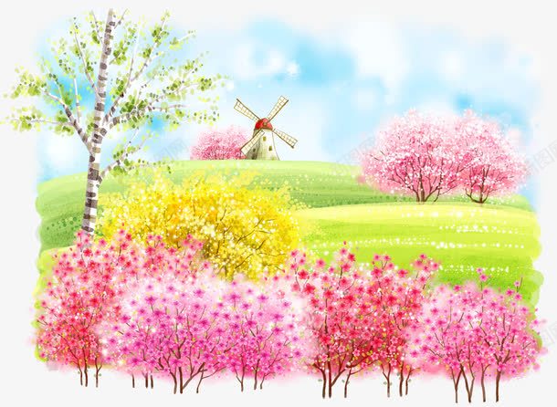 梦幻春天大树林天空风景png免抠素材_新图网 https://ixintu.com 天空 春天 树林 梦幻 风景