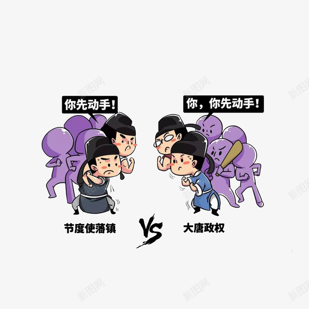 卡通大唐政权VS节度使藩镇png免抠素材_新图网 https://ixintu.com 唐人 大唐政权VS节度使藩镇 挽起袖管打架