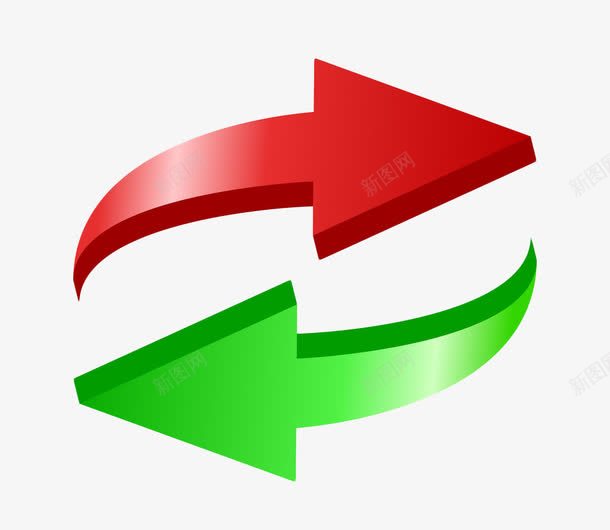 红色绿色渐变弯箭头png免抠素材_新图网 https://ixintu.com 3D 指示 渐变 立体 箭头 粗箭头 红色 绿色