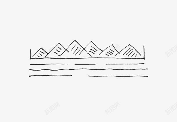 线描山png免抠素材_新图网 https://ixintu.com 山水写意 日式风格 艺术字