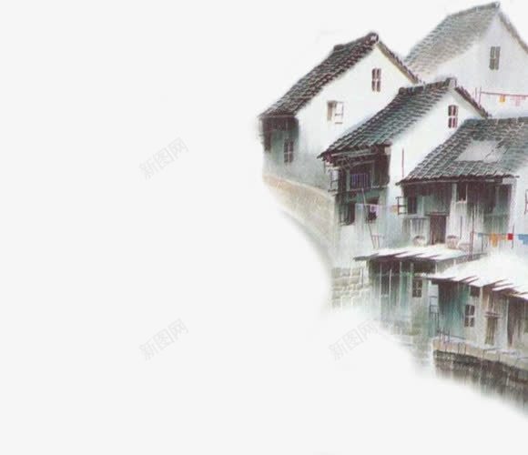 简约江南古城水彩png免抠素材_新图网 https://ixintu.com 古城 水彩 江南 简约