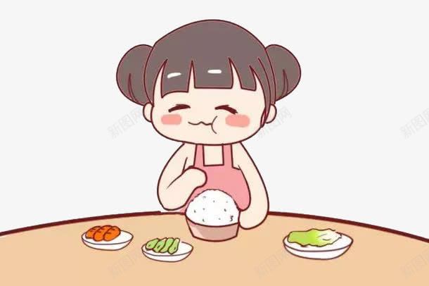 卡通吃饭的小女孩png免抠素材_新图网 https://ixintu.com 卡通人物 吃饭 吃饭表情 坐在餐桌前 女孩 就餐 文明就餐 用餐 食物 餐点