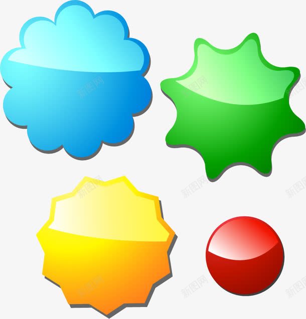 几何彩色爆炸贴标签矢量图ai免抠素材_新图网 https://ixintu.com 矢量素材 红色圆形标签 绿色 蓝色花边标签 黄色多边形标签 矢量图
