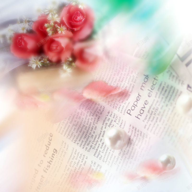 玫瑰花梦幻背景海报jpg设计背景_新图网 https://ixintu.com 彩色 彩色背景 报纸海报 报纸背景 梦幻 玫瑰 玫瑰花 红色 英文报纸 装饰
