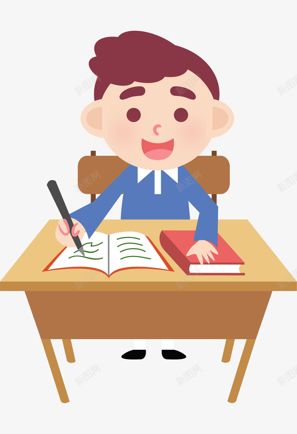 坐在课桌旁写字的学生png免抠素材_新图网 https://ixintu.com 书籍 人物 免抠书籍人物头像logo 写字 卡通 学习 学校 学生 考试诚信 课桌 课桌卡通