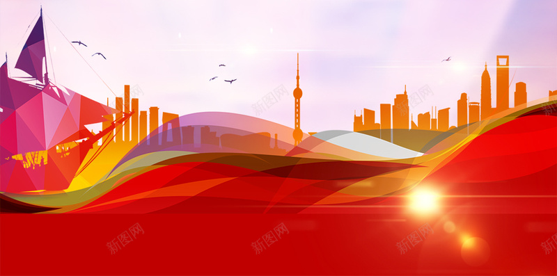 彩色渐变城市剪影商品优惠H5背景psd设计背景_新图网 https://ixintu.com H5背景 五一 剪影 商务 商品优惠 城市 彩色 渐变