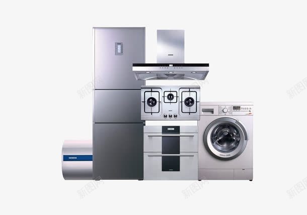 齐全家电套装png免抠素材_新图网 https://ixintu.com 冰箱 套装 家电 橱柜 油烟机 洗衣机 炉灶 热水器 齐全