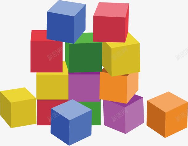 积木卡通图png免抠素材_新图网 https://ixintu.com 儿童玩具 原木积木 叠积木 小方块 彩色 益智玩具 积木