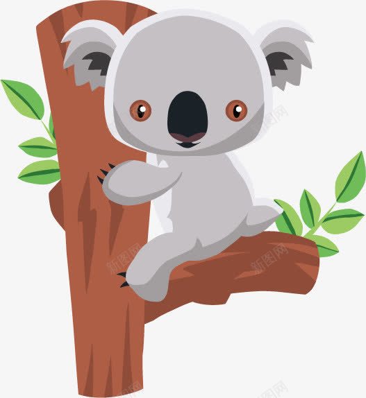 爬树的考拉矢量图eps免抠素材_新图网 https://ixintu.com 动物 可爱 哺乳动物 树干 澳大利亚 爬树 考拉 矢量图
