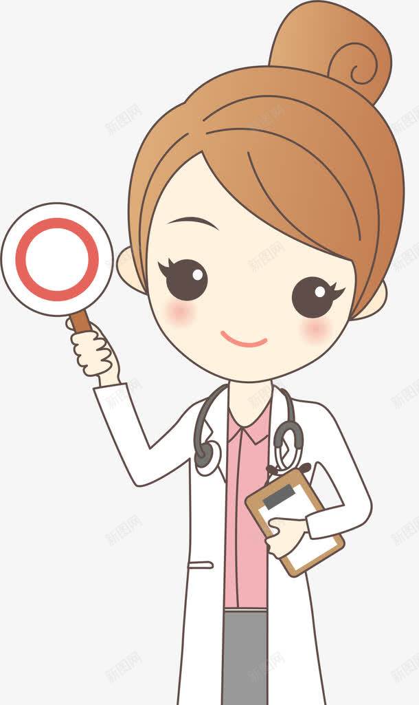 卡通放大镜女孩png免抠素材_新图网 https://ixintu.com 医院 卡通女孩 女医生 放大镜 美丽女孩 装饰图案 诊所