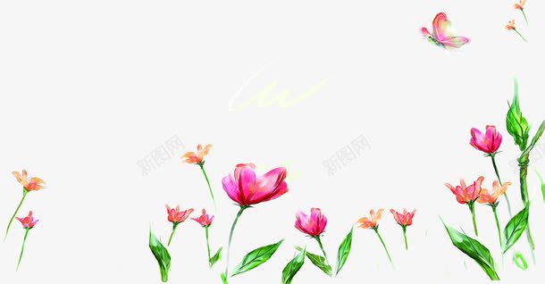 手绘唯美花朵美景春天png免抠素材_新图网 https://ixintu.com 春天 美景 花朵