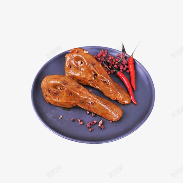 产品实物红辣椒花椒卤鸭头png免抠素材_新图网 https://ixintu.com 产品实物 卤菜 卤鸭头 川菜 红辣椒 美食 肉类 花椒 菜肴 酱鸭头 食物 鸭头 麻辣