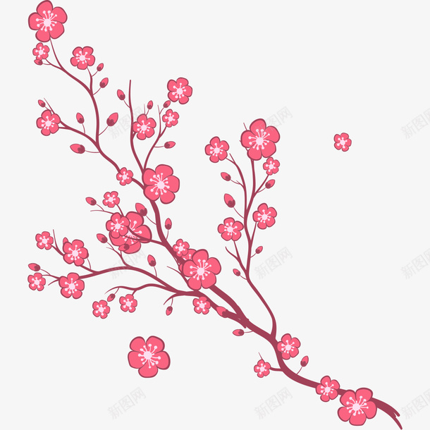 唯美手绘玫红色桃花png免抠素材_新图网 https://ixintu.com 手绘 春天 枝桠 树枝 桃花 水彩 绿意 美丽 花卉 花瓣