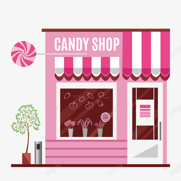 粉色可爱糖果屋矢量图图标eps_新图网 https://ixintu.com 卡通 商店 图标 图案 小清新 店铺 建筑物 房屋 甜蜜糖果屋 矢量图 简约 糖果屋 装饰