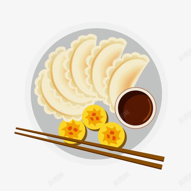 香醋白碟饺子png免抠素材_新图网 https://ixintu.com png手绘 免抠图 创意 卡通 筷子 花边饺子 蛋 饺子 香醋