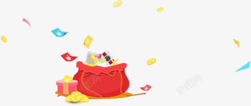 手绘海报金币红包png免抠素材_新图网 https://ixintu.com 海报 红包 金币